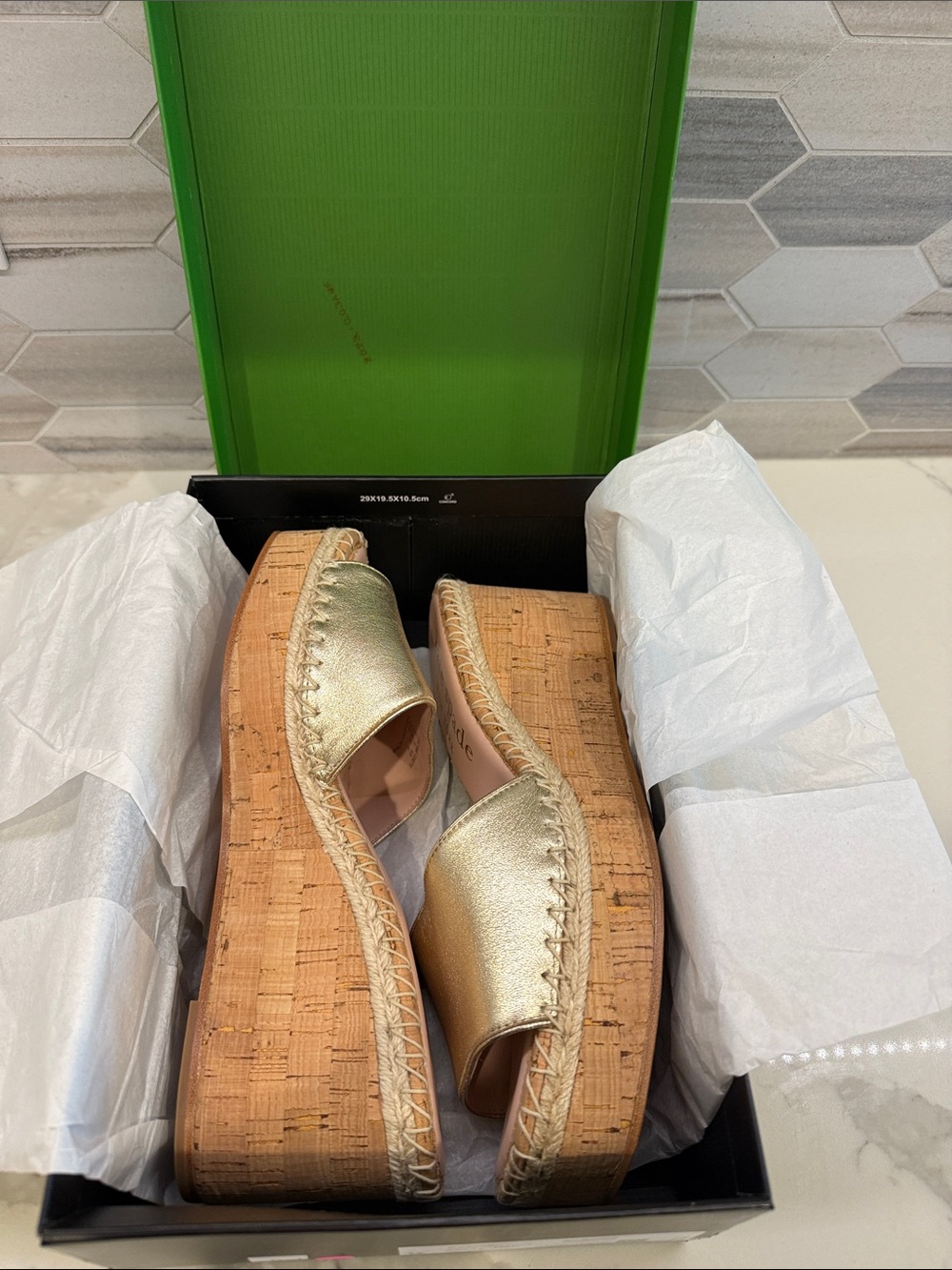 Kate Spade Cosette Gold Platform Sandals Metallic Napa / cork